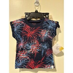 NWT Burt's Bees 100% Organic Cotton Blue Fireworks Shirt & Shorts Outfit- 24M